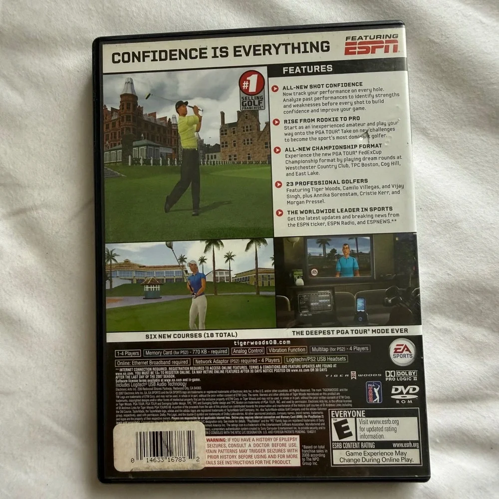 Tiger Woods PGA Tour 08 Sony PlayStation 2 PS2 Game EA Sports SLUS Y2K